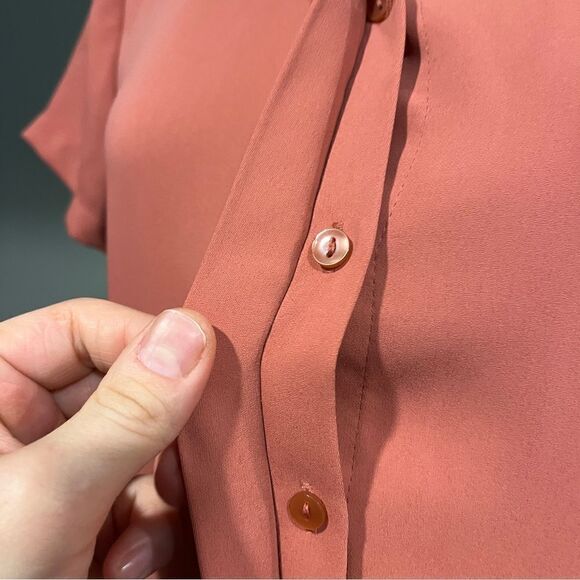 Cynthia Rowley rust orange short sleeve straight knee length oversized dress - Picture 5 of 15